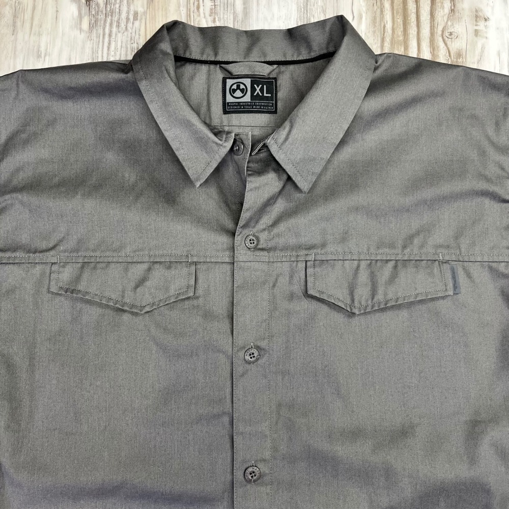 Magpul‎ Mens XL Short Sleeve Button Up Shirt Charcoal Gray Tactical Utility